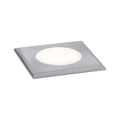 Square LED recessed spotlight in brushed silver aluminum for modern indoor lighting solutions
