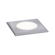Quadratischer LED-Einbaustrahler aus gebürstetem Aluminium in Silber mit warmweißem Licht