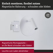 Weiße LED-Wandleuchte mit magnetischer Halterung zum Schrauben oder Kleben für flexible Montage