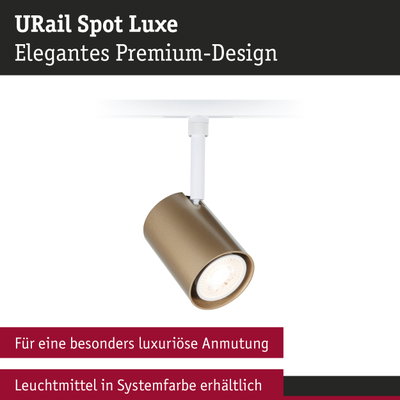URail Spot Luxe Strahler in Bronze mit weißer Schiene, eleganter LED-Spot für moderne Innenbeleuchtung
