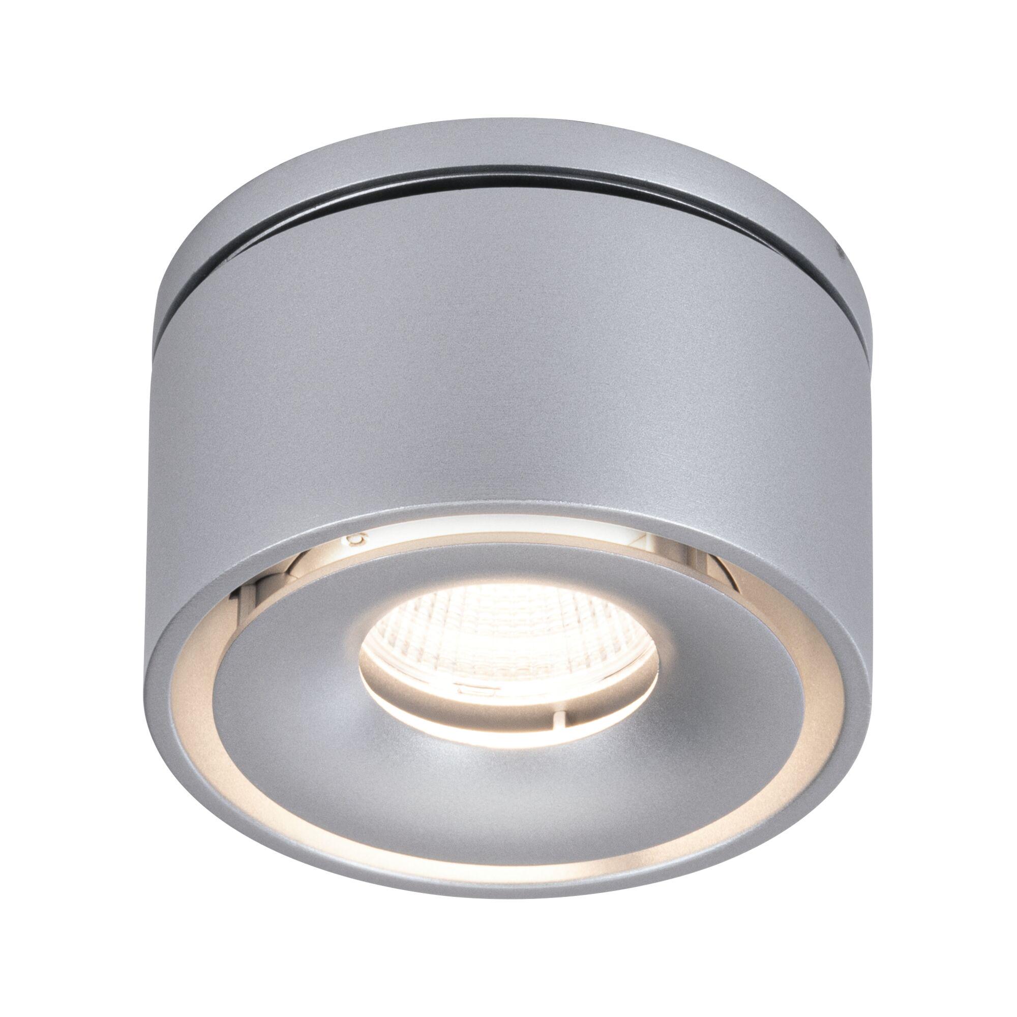 Spot de plafond rond en aluminium argenté avec lumière LED pour éclairage intérieur moderne