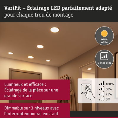 Éclairage LED blanc chaud avec gradation 3 niveaux pour une lumière efficace et lumineuse