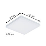 Quadratische weiße LED-Deckenleuchte aus Kunststoff, 225x225 mm, flach mit 50 mm Höhe
