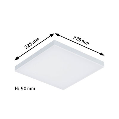 Vierkante witte LED-plafondlamp van kunststof, 225x225 mm, vlak ontwerp met 50 mm hoogte