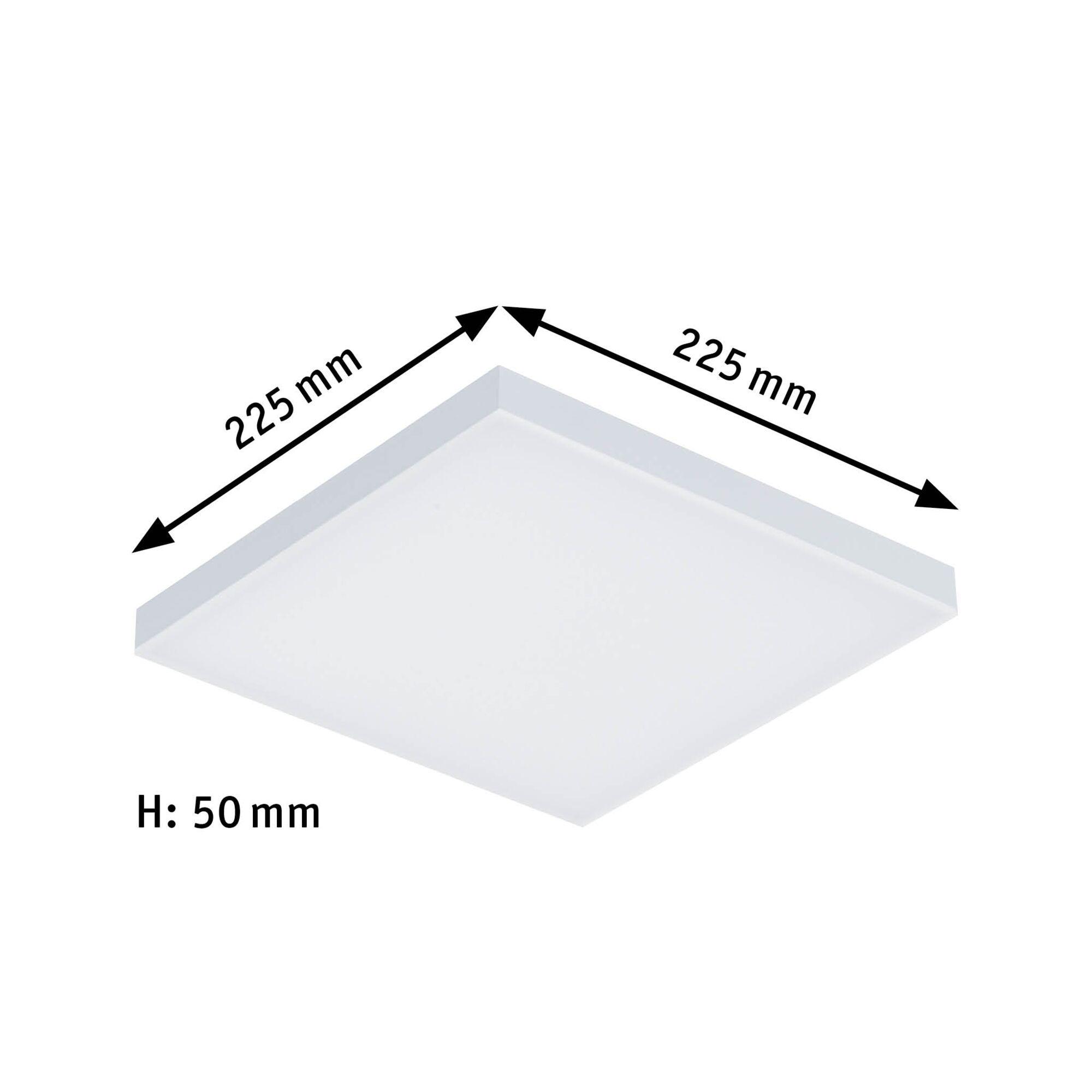 White square LED ceiling panel made of plastic measuring 225x225 mm with 50 mm height