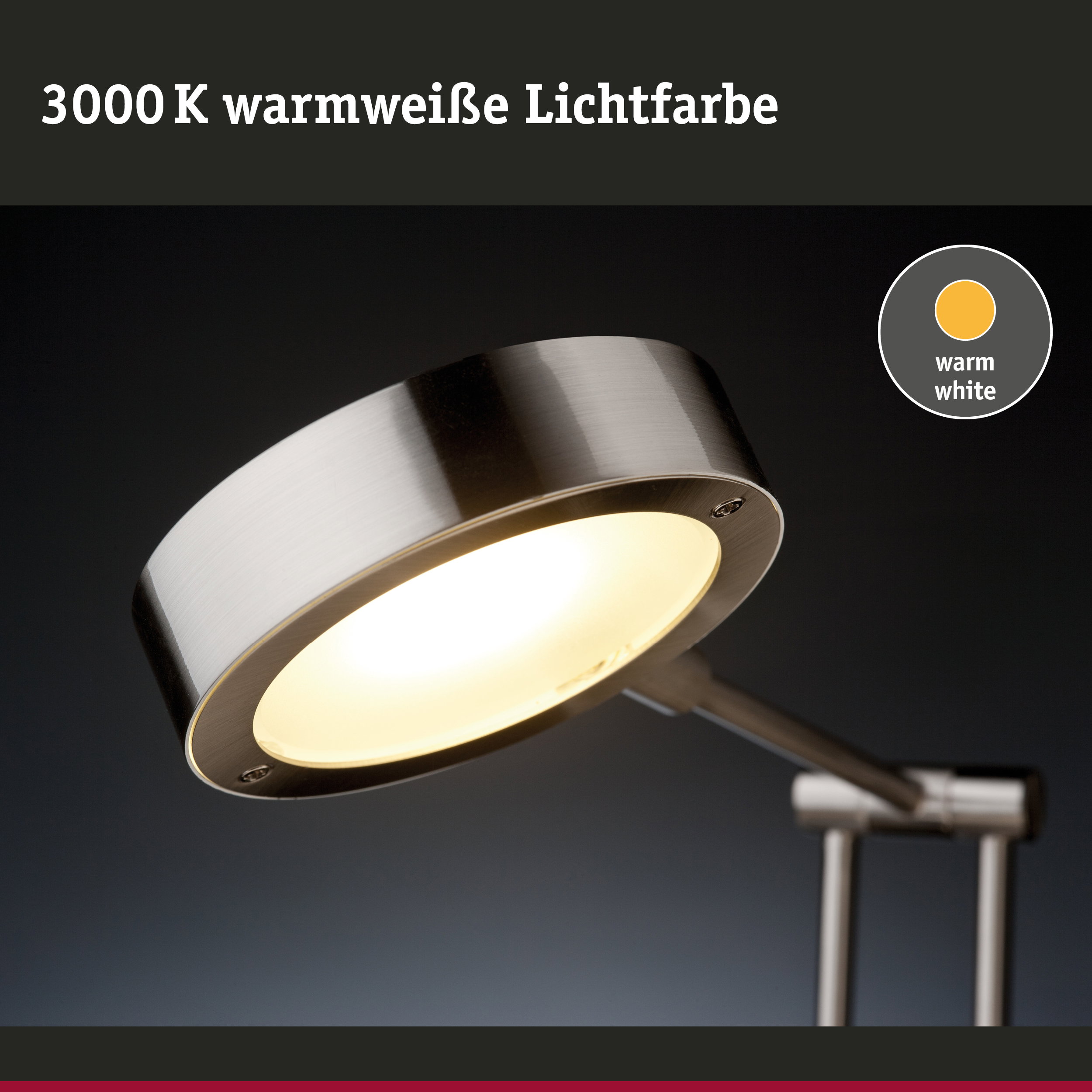 LED-Leuchte aus gebürstetem Metall mit warmweißer Lichtfarbe 3000K für gemütliche Beleuchtung