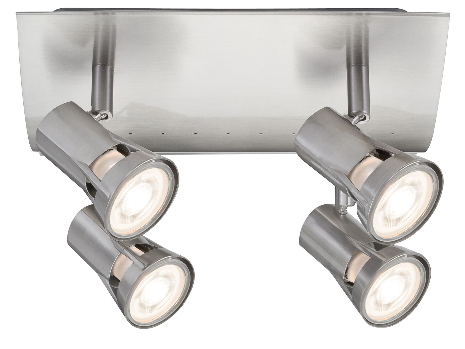 Four-light LED ceiling spotlight in brushed stainless steel for modern room lighting