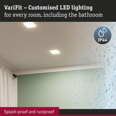 VariFit white LED ceiling lights, splash-proof and rustproof, perfect for bathroom and room lighting