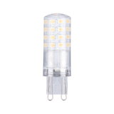 Transparent LED bulb with G9 base and warm white LEDs for energy-efficient lighting