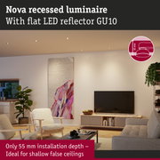 Nova recessed luminaire with flat white LED reflector GU10, perfect for shallow false ceilings
