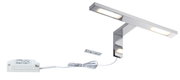 Applique miroir LED chromée avec lumière blanc chaud et alimentation pour éclairage salle de bain