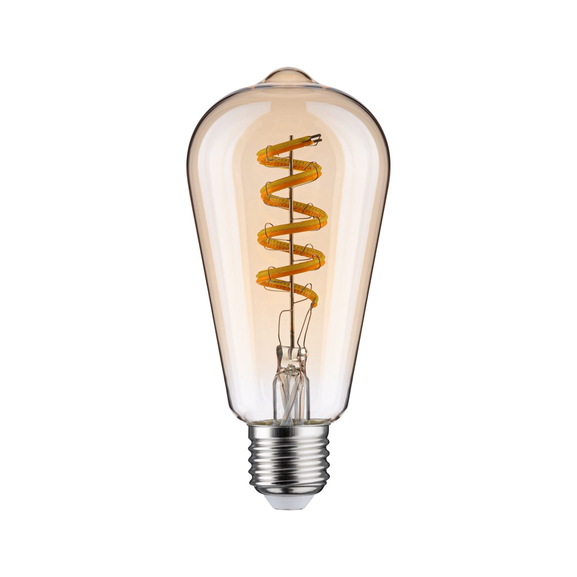 Vintage LED-Glühbirne mit spiralförmigem Filament und transparentem Glas für dekorative Beleuchtung