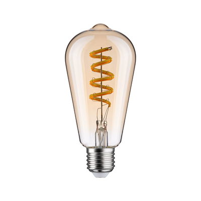 Vintage LED bulb with spiral filament and clear glass for decorative lighting and warm ambiance