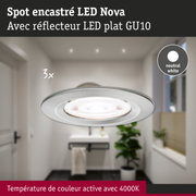 Spot encastré LED Nova en aluminium argenté avec lumière blanc neutre 4000K pour intérieur
