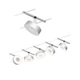 Modern silver LED cable spotlight with round heads for versatile room lighting solutions