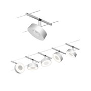 Moderne LED-Seilspotleuchte in Silber mit runden Leuchtenköpfen für flexible Raumbeleuchtung