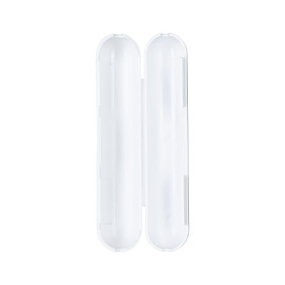 Weißes Kunststoff-Etui mit Klappmechanismus, länglich und schmal, für kleine Gegenstände geeignet