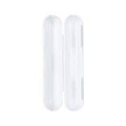 Étui en plastique blanc à clapet, fin et allongé, idéal pour ranger de petits objets