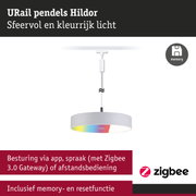 Witte URail pendel Hildor met kleurrijk licht en memoryfunctie voor slimme bediening