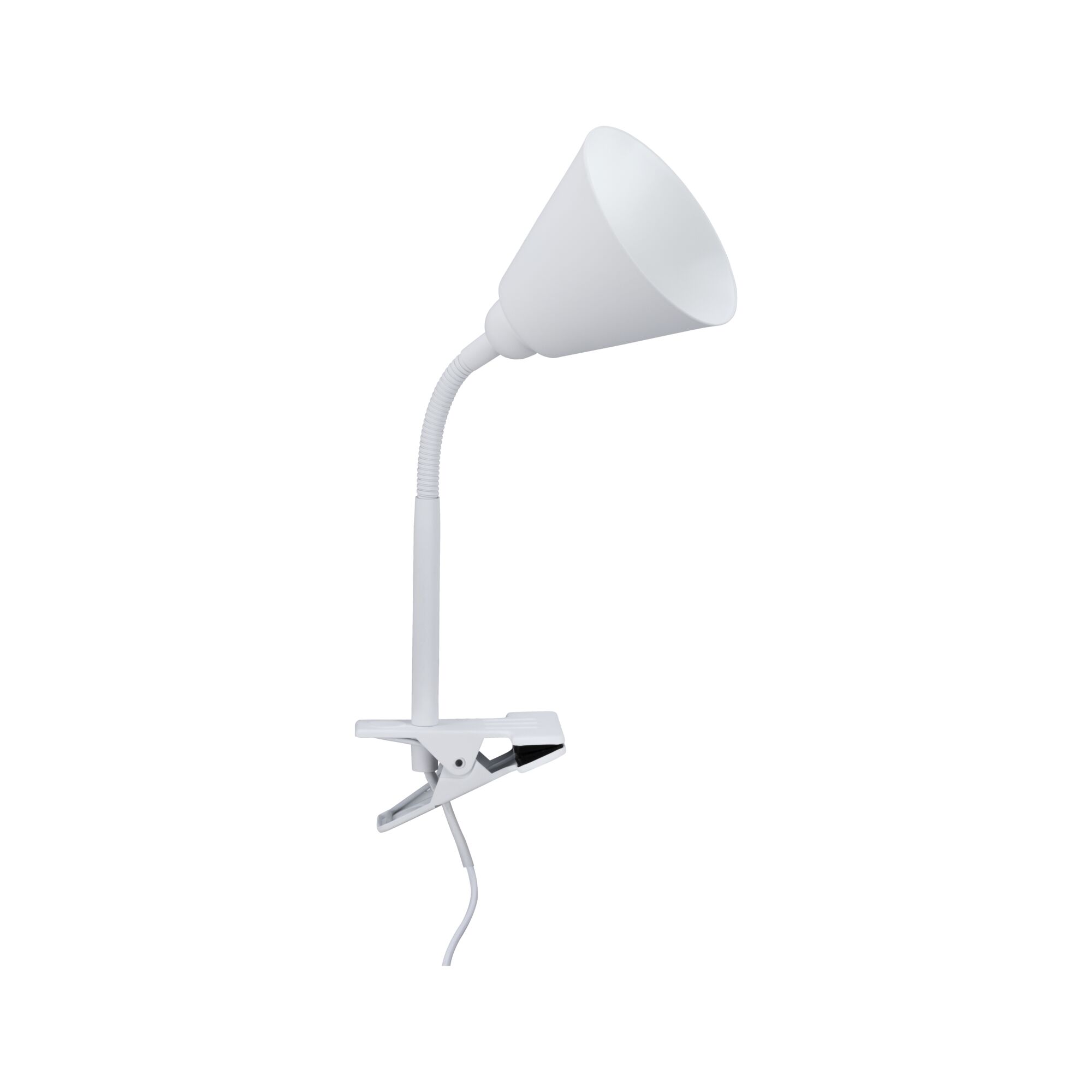 Spot pince Vitis Flexible arm cord switch Blanc 230V E14 Lampe à pince blanche en plastique avec col flexible pour un éclairage ciblé au bureau