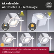 Weiße Akkuleuchte mit WhiteSwitch LED Technologie und dimmbarer Lichtfarbe von 2700K bis 6500K