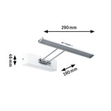 Weiße LED-Wandleuchte mit verstellbarem Leuchtarm aus Metall, Maße 290x190x46 mm, moderne Innenbeleuchtung