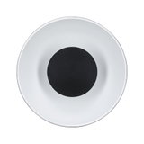 Runde weiße LED-Einbauleuchte mit schwarzem Mittelteil aus Metall für moderne Innenbeleuchtung