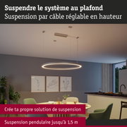 Suspension LED ronde moderne avec câble réglable et lumière blanc chaud pour salle à manger