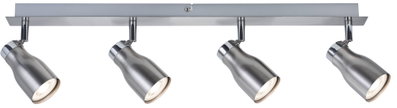 Vierflammiger LED-Deckenstrahler aus gebürstetem Edelstahl in Silber für moderne Raumbeleuchtung