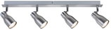 Four-light LED ceiling spotlight in brushed stainless steel silver for modern room lighting