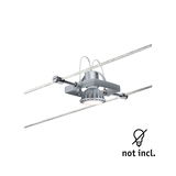 Support spot LED en métal argenté pour système d'éclairage flexible sans ampoule incluse