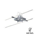 Silver metal LED cable spotlight holder for flexible lighting systems without bulb included