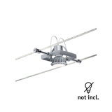 Support spot LED en métal argenté pour système d'éclairage flexible sans ampoule incluse