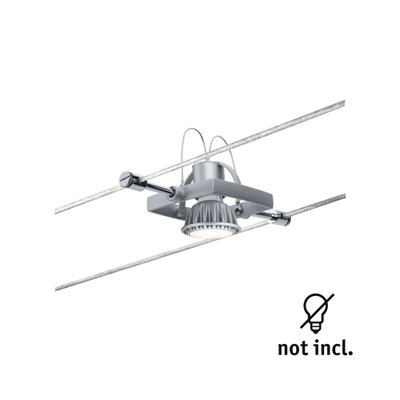 Support spot LED en métal argenté pour système d'éclairage flexible sans ampoule incluse