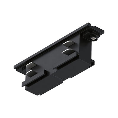 Black plastic adapter piece for track systems, suitable for LED track lighting installation.