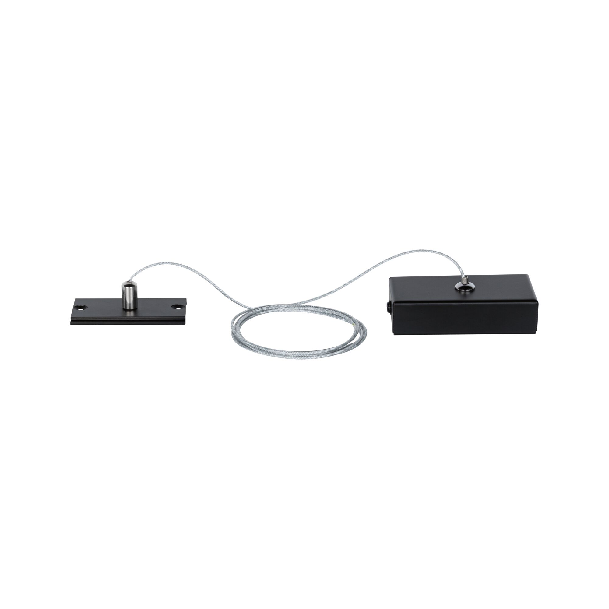 Câble métallique noir avec pièces de fixation rectangulaires pour systèmes d'éclairage LED, design moderne