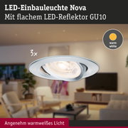 LED-Einbauleuchte Nova mit flachem GU10 LED-Reflektor in Silber für warmweißes Licht