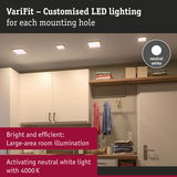 VariFit neutral white LED ceiling lights providing bright, large-area room illumination in a modern interior