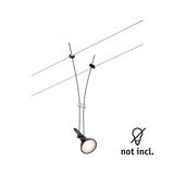 Black metal cable spotlight holder with LED lamp, bulb not included, modern lighting accessory