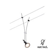 Black metal cable spotlight holder with LED lamp, bulb not included, modern lighting accessory
