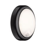 Applique murale LED ronde avec boîtier noir et détecteur de mouvement intégré pour intérieur