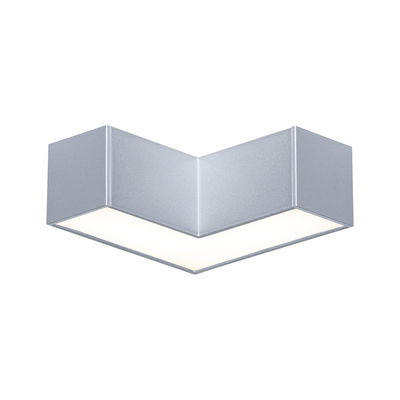 Silver aluminum corner ceiling light with white diffuser for modern interior lighting