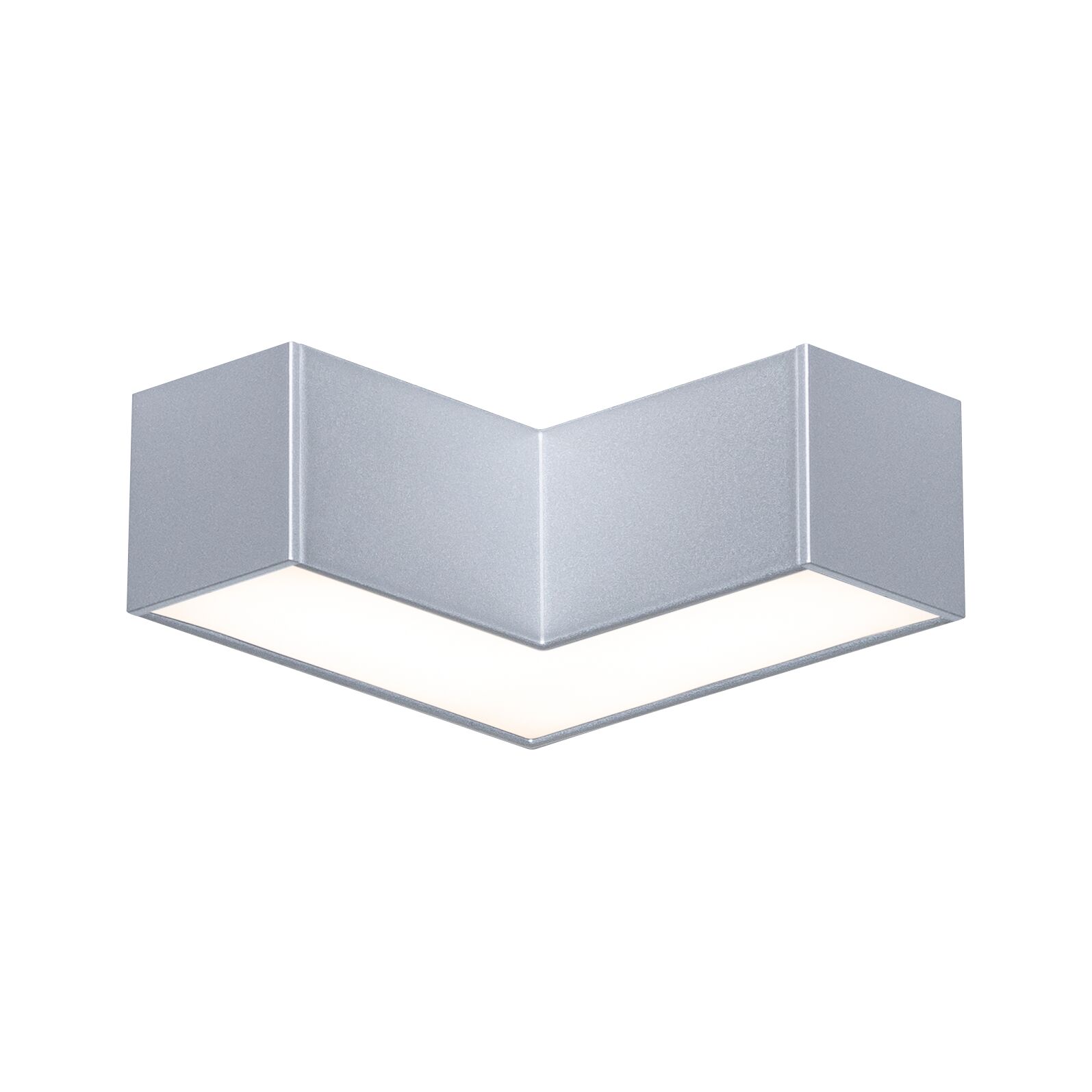 Linion Canal lumineux 90 ° coin 24V 3,5W 3000K Chrome mat Plafonnier d'angle en aluminium argenté avec diffuseur blanc pour éclairage intérieur moderne