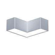 Hoekplafondlamp van zilverkleurig aluminium met witte diffuser voor moderne verlichting