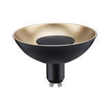 Schwarze LED-Reflektorlampe mit goldfarbenem Innenring, GU10 Sockel, energiesparende Leuchte
