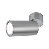 Moderne LED-wandspot van geborsteld zilverkleurig aluminium voor gerichte accentverlichting