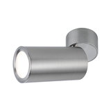Moderne LED-wandspot van geborsteld zilverkleurig aluminium voor gerichte accentverlichting