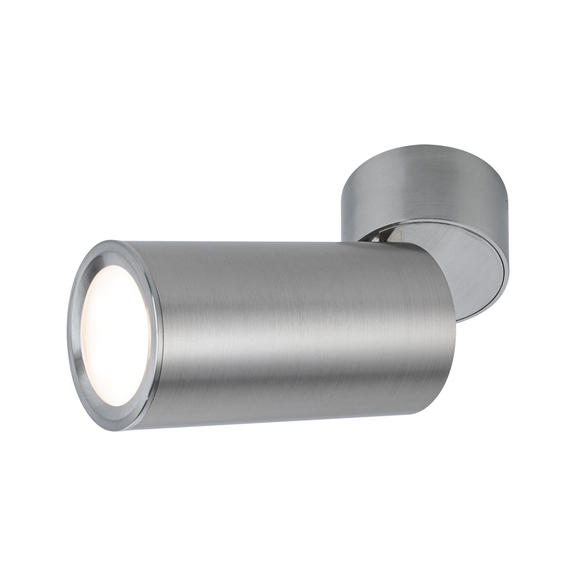 Modern LED wall spotlight in brushed silver aluminum for focused accent lighting