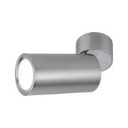 Modern LED wall spotlight in brushed silver aluminum for focused accent lighting