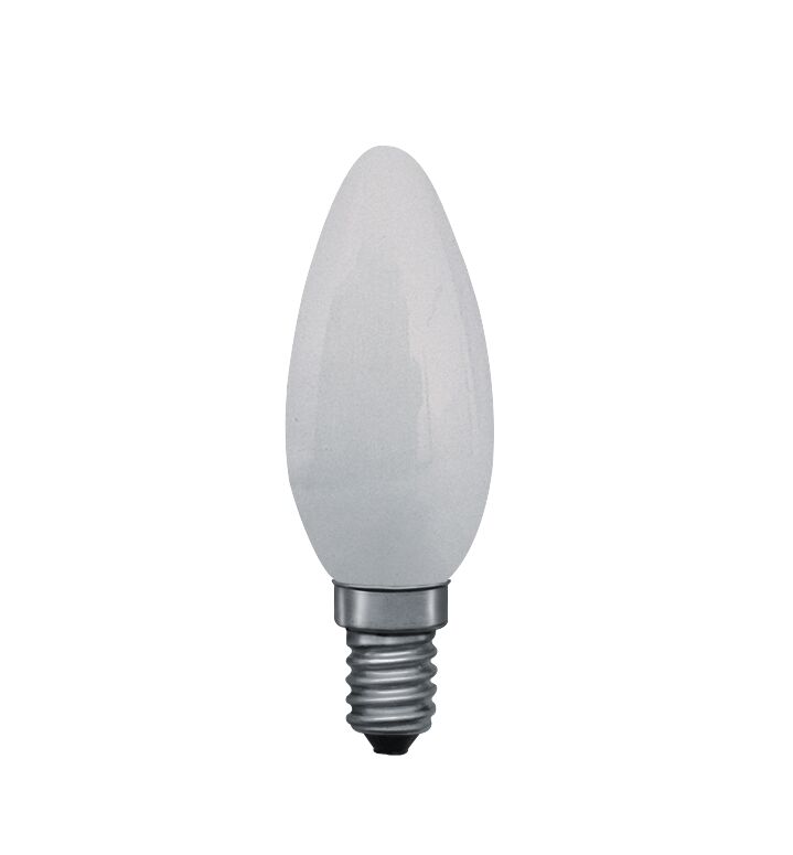 Żarówka Świeca E14 230V 40lm 8W 2300K ściemnialny Mat Matte white LED candle bulb with E14 base made of glass for energy-saving lighting